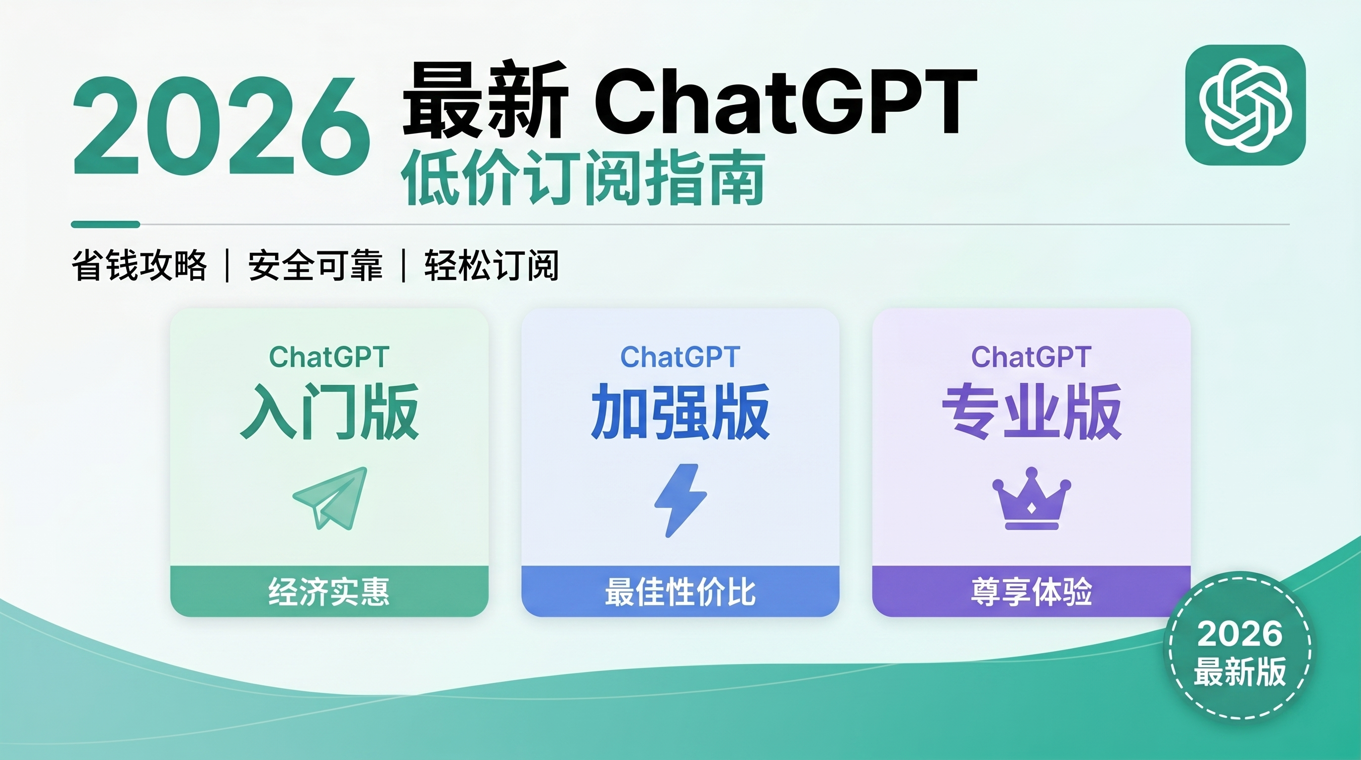 2026 最新 ChatGPT 低价订阅指南：Go/Plus/Pro （附详细教程）