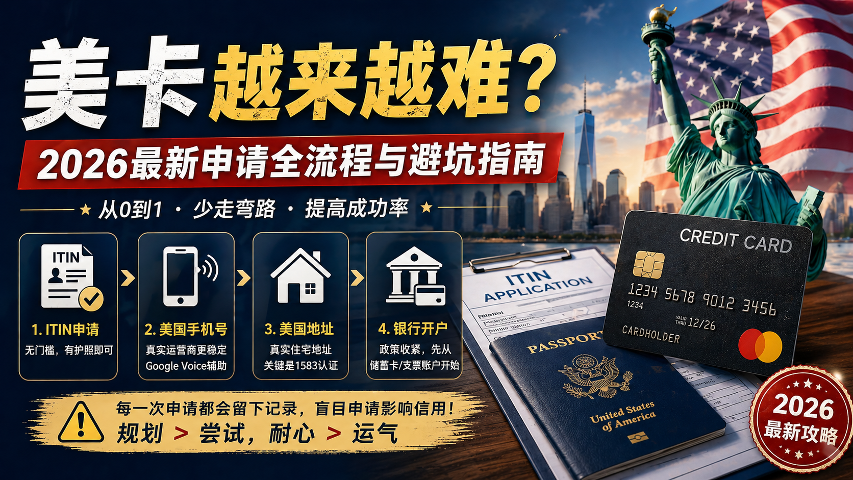 美卡越来越难？2026最新从0到1避坑指南（ITIN+手机号+地址+开户）